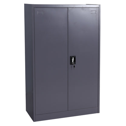 Archiefkast MCW-H17, stalen kast Kantoorkast Kast, 2 deuren afsluitbaar metaal ~ 140x90x40cm donkergrijs