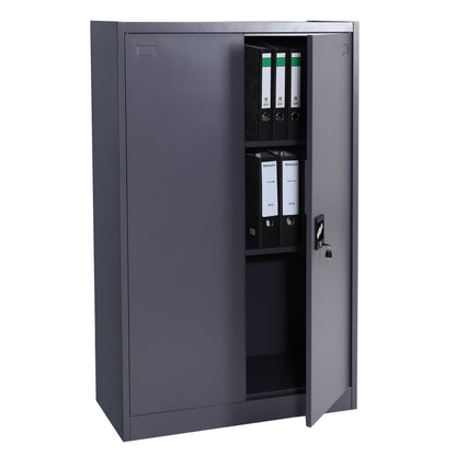 Archiefkast MCW-H17, stalen kast Kantoorkast Kast, 2 deuren afsluitbaar metaal ~ 140x90x40cm donkergrijs