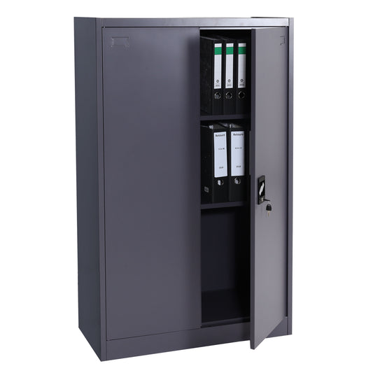 Archiefkast MCW-H17, stalen kast Kantoorkast Kast, 2 deuren afsluitbaar metaal ~ 140x90x40cm donkergrijs