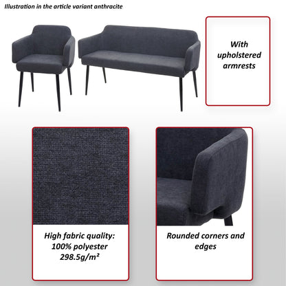 Eetkamerset MCW-L13, set van 2 stoelen + bank Eetkamerset, stof/textiel ~ antraciet
