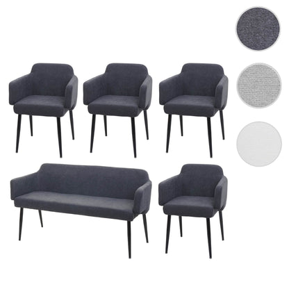 Eetkamerset MCW-L13, set van 4 stoelen + bank Eetkamerset, stof/textiel ~ antraciet