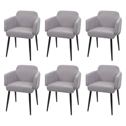 Set van 6 eetkamerstoelen MCW-L13, gestoffeerde stoel keukenstoel met armleuningen, stof/textiel metaal ~ grijs