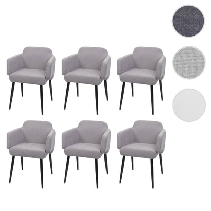 Set van 6 eetkamerstoelen MCW-L13, gestoffeerde stoel keukenstoel met armleuningen, stof/textiel metaal ~ grijs