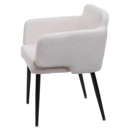 Set van 6 eetkamerstoelen MCW-L13, gestoffeerde stoel keukenstoel met armleuningen, stof/textiel metaal ~ crème-wit