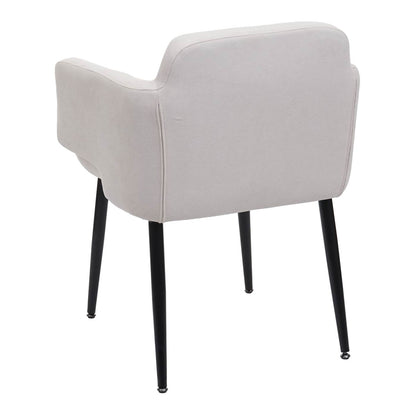 Set van 6 eetkamerstoelen MCW-L13, gestoffeerde stoel keukenstoel met armleuningen, stof/textiel metaal ~ crème-wit