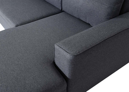 Hoekbank met bed box MCW-L16, bank L-vorm ligvlak links/rechts nosagvering stof/textiel 290cm ~ donkergrijs