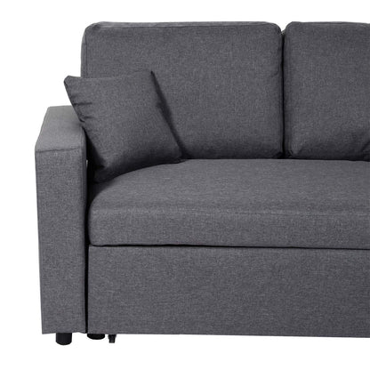 Hoekbank met bed box MCW-L17, bank L-vorm, ligvlak Nosag vering 228cm ~ donkergrijs