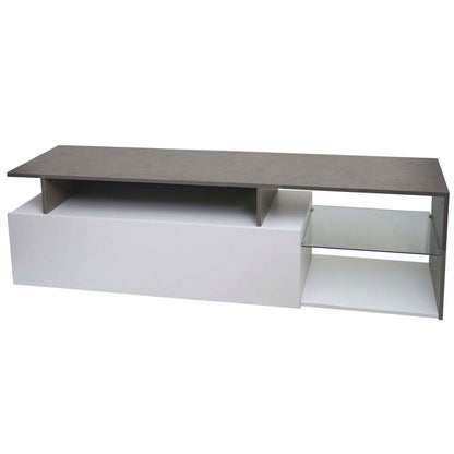 TV-rek MCW-L35, lowboard TV-tafel dressoir TV-meubel ladekast, hout 47x170x40cm opbergvak, wit betonlook