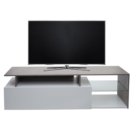 TV-rek MCW-L35, lowboard TV-tafel dressoir TV-meubel ladekast, hout 47x170x40cm opbergvak, wit betonlook
