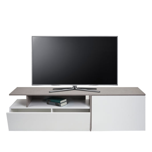 TV-rek MCW-L34, lowboard TV-tafel dressoir TV-meubel ladekast, hout 45x161x40cm opbergvak, wit betonlook