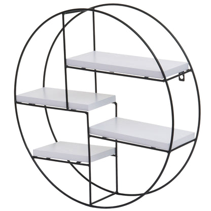 Wandplank MCW-K76, Hangende plank Zwevende plank, 4 planken Metalen massief hout Industrieel 45x45x11cm ~ wit