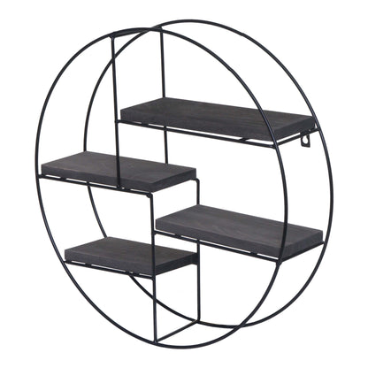 Wandplank MCW-K76, Hangende plank Zwevende plank, 4 planken Metalen massief hout Industrieel 45x45x11cm ~ donkergrijs