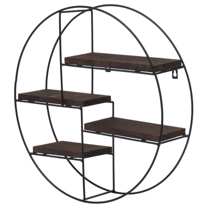 Wandplank MCW-K76, Hangende plank Zwevende plank, 4 planken Metalen massief hout Industrieel 45x45x11cm ~ donkerbruin