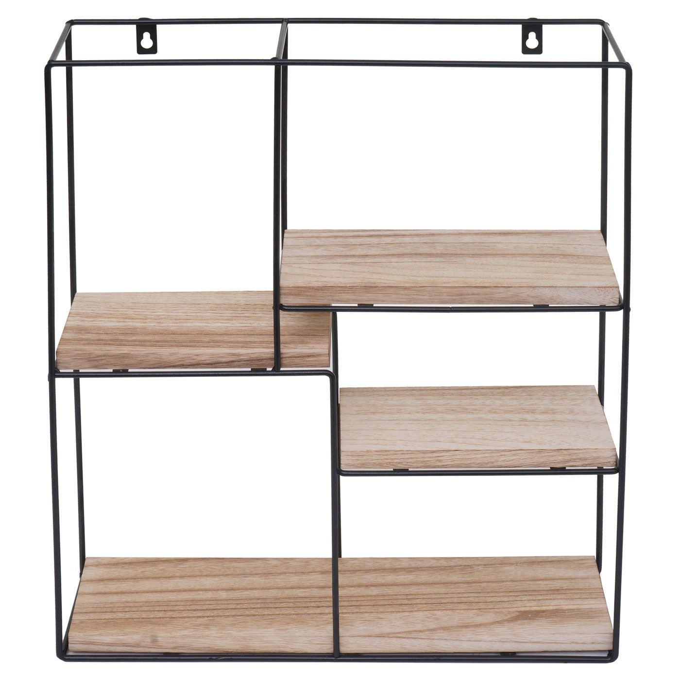 Wandplank MCW-K76, Hangende plank Zwevende plank, 4 planken Metalen massief hout Industrieel 51x40x11cm ~ natuur