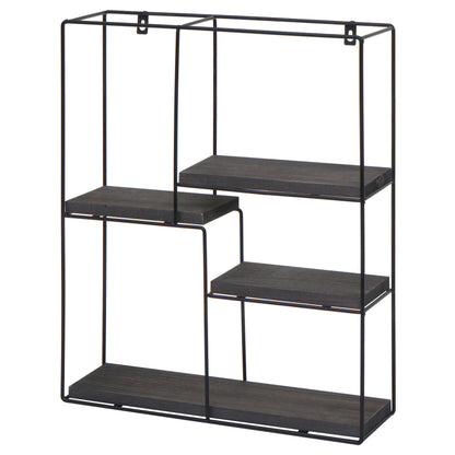 Wandplank MCW-K76, Hangende plank Zwevende plank, 4 planken Metalen massief hout Industrieel 51x40x11cm ~ donkergrijs