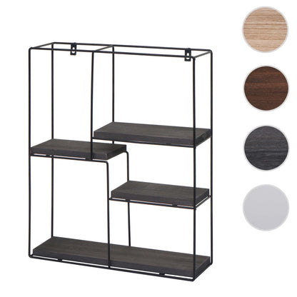 Wandplank MCW-K76, Hangende plank Zwevende plank, 4 planken Metalen massief hout Industrieel 51x40x11cm ~ donkergrijs