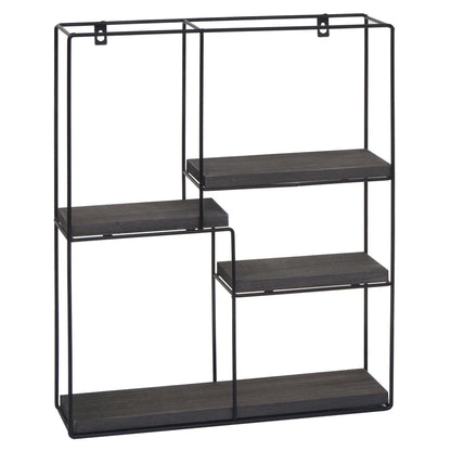 Wandplank MCW-K76, Hangende plank Zwevende plank, 4 planken Metalen massief hout Industrieel 51x40x11cm ~ donkergrijs