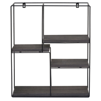 Wandplank MCW-K76, Hangende plank Zwevende plank, 4 planken Metalen massief hout Industrieel 51x40x11cm ~ donkergrijs
