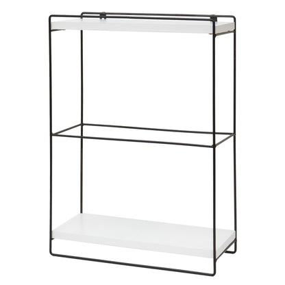 Wandplank MCW-K77, hangplank Keukenplank, massief hout metaal Industrieel 2 planken 50x35x17cm ~ wit