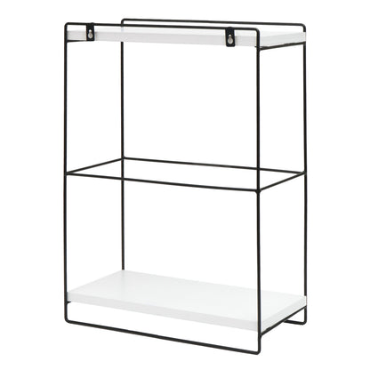 Wandplank MCW-K77, hangplank Keukenplank, massief hout metaal Industrieel 2 planken 50x35x17cm ~ wit