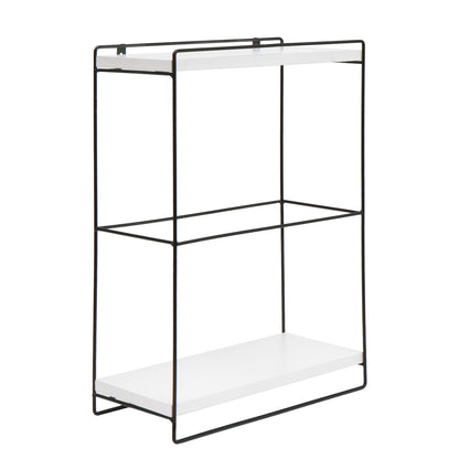 Wandplank MCW-K77, hangplank Keukenplank, massief hout metaal Industrieel 2 planken 50x35x17cm ~ wit