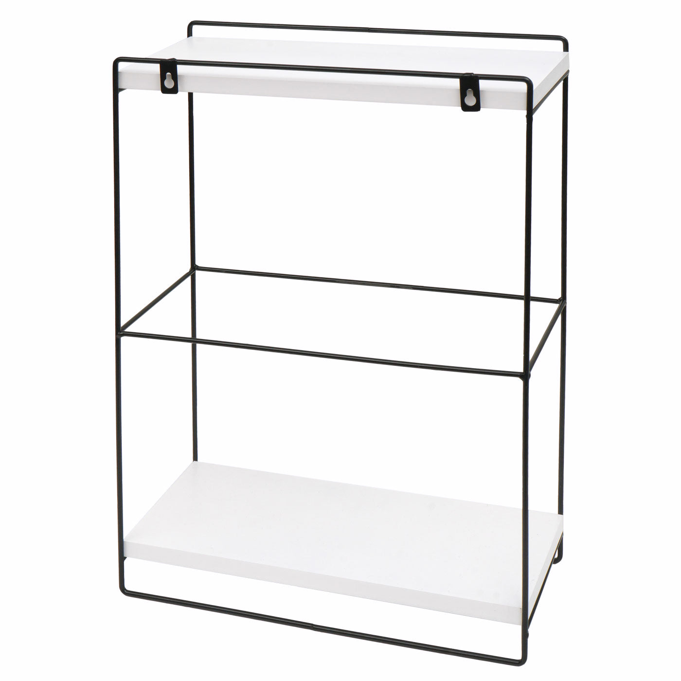 Wandplank MCW-K77, hangplank Keukenplank, massief hout metaal Industrieel 2 planken 50x35x17cm ~ wit