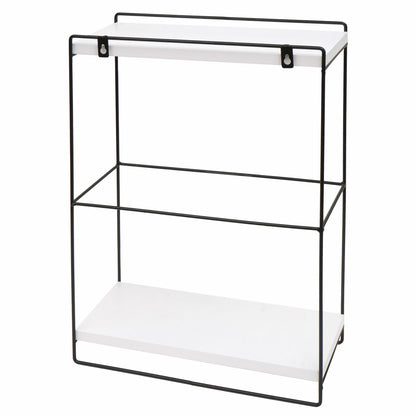 Wandplank MCW-K77, hangplank Keukenplank, massief hout metaal Industrieel 2 planken 50x35x17cm ~ wit