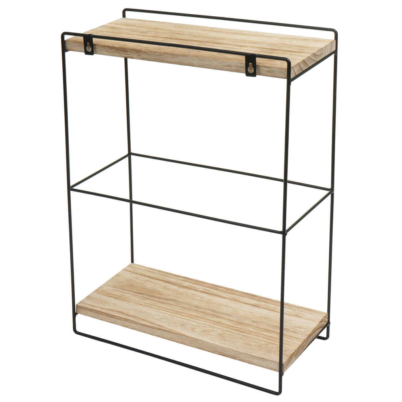 Wandplank MCW-K77, hangende plank Keukenplank, massief hout metaal Industrieel 2 planken 50x35x17cm ~ natuur