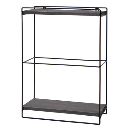 Wandplank MCW-K77, hangplank Keukenplank, massief hout metaal Industrieel 2 planken 50x35x17cm ~ donkergrijs
