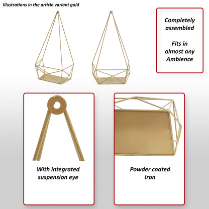 Wandplank MCW-K79, Hangende plank Decoratieve plank Keukenplank Legplank, metaal 44x23x11cm ~ goud
