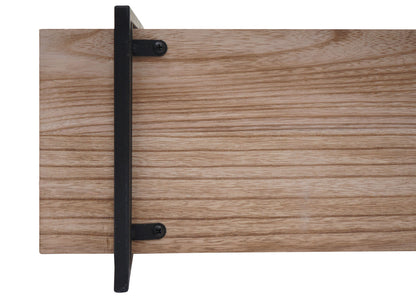 Wandplank MCW-K78, hangende plank, zwevende plank, 3 planken massief hout industrieel 60x60x18cm ~ naturel, metaal zwart