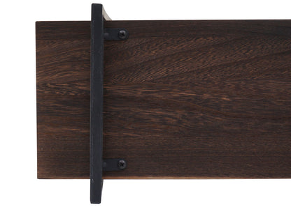 Wandplank MCW-K78, hangende plank, zwevende plank, 3 planken massief hout industrieel 60x60x18cm ~ donkerbruin, metaal zwart