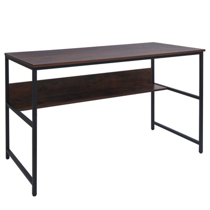 Bureau MCW-K80, bureau computer bureau werkblad, metaal MDF 120x60cm ~ bruin