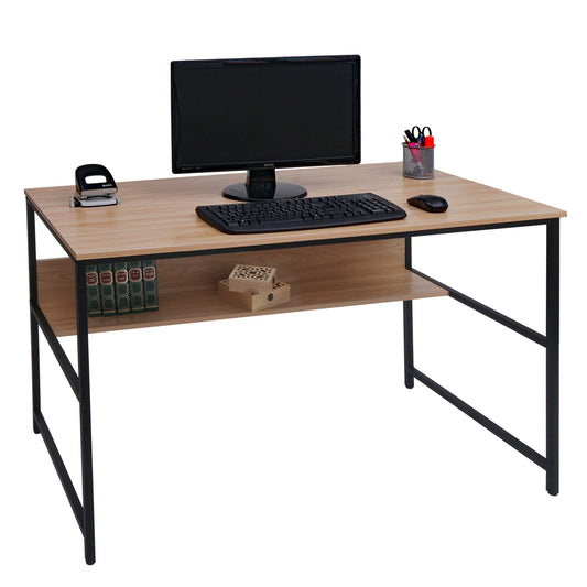 Bureau MCW-K80, bureau computer bureau werkblad, metaal MDF 120x60cm ~ natuur