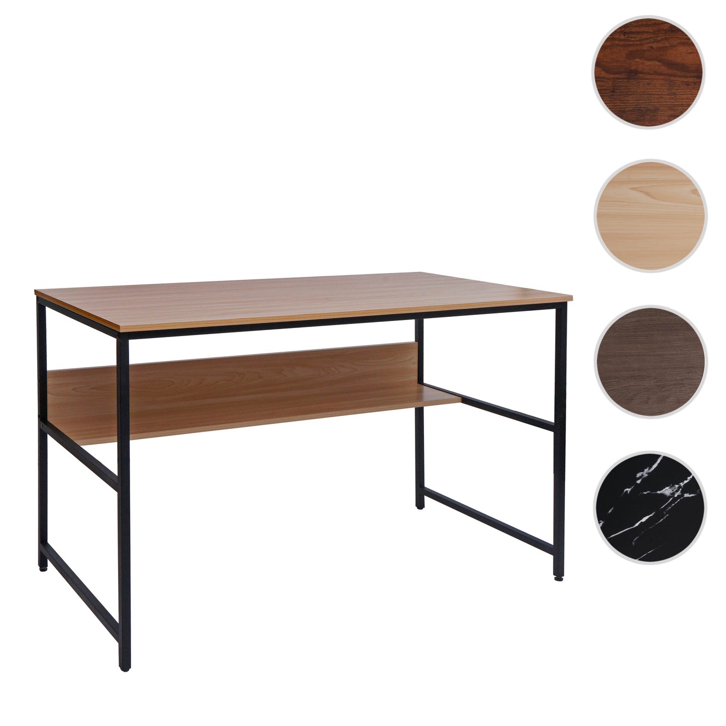 Bureau MCW-K80, bureau computer bureau werkblad, metaal MDF 120x60cm ~ natuur