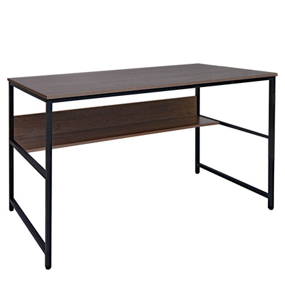 Bureau MCW-K80, bureau computer bureau werkblad, metaal MDF 120x60cm ~ grijsbruin