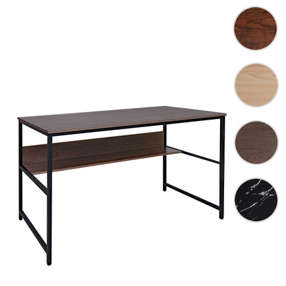 Bureau MCW-K80, bureau computer bureau werkblad, metaal MDF 120x60cm ~ grijsbruin