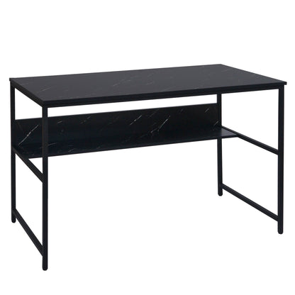Bureau MCW-K80, bureau computer bureau werkblad, metaal MDF 120x60cm ~ marmer look zwart