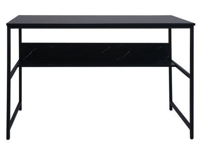 Bureau MCW-K80, bureau computer bureau werkblad, metaal MDF 120x60cm ~ marmer look zwart