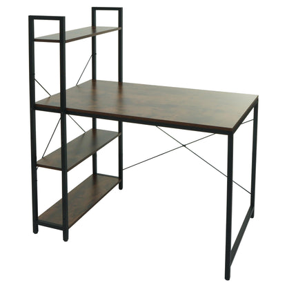 Bureau met legplank MCW-K81, laptoptafel bureau werktafel, 100x60cm metaal MDF ~ bruin