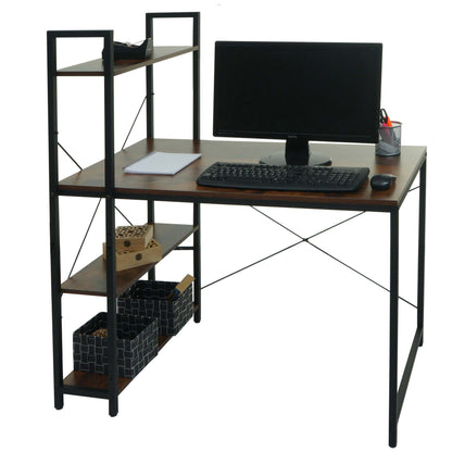 Bureau met legplank MCW-K81, laptoptafel bureau werktafel, 100x60cm metaal MDF ~ bruin