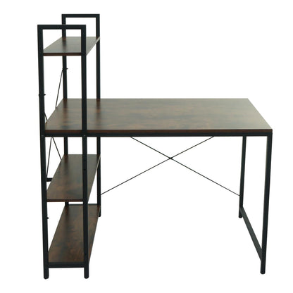 Bureau met legplank MCW-K81, laptoptafel bureau werktafel, 100x60cm metaal MDF ~ bruin