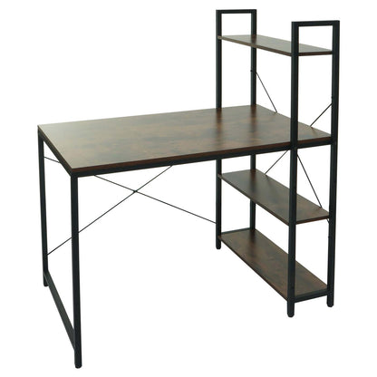 Bureau met legplank MCW-K81, laptoptafel bureau werktafel, 100x60cm metaal MDF ~ bruin