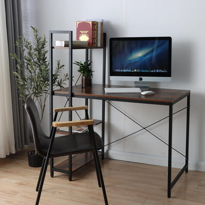 Bureau met legplank MCW-K81, laptoptafel bureau werktafel, 100x60cm metaal MDF ~ bruin
