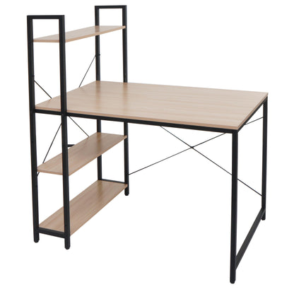 Bureau met legplank MCW-K81, laptoptafel bureau werktafel, 100x60cm metaal hout ~ natuur