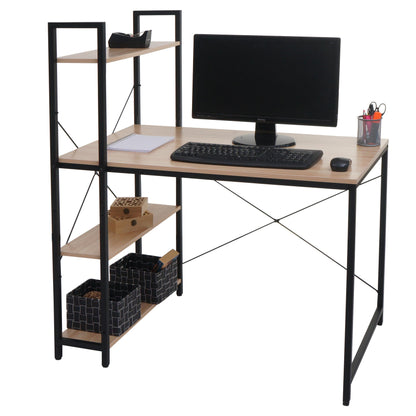 Bureau met legplank MCW-K81, laptoptafel bureau werktafel, 100x60cm metaal hout ~ natuur