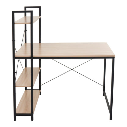 Bureau met legplank MCW-K81, laptoptafel bureau werktafel, 100x60cm metaal hout ~ natuur