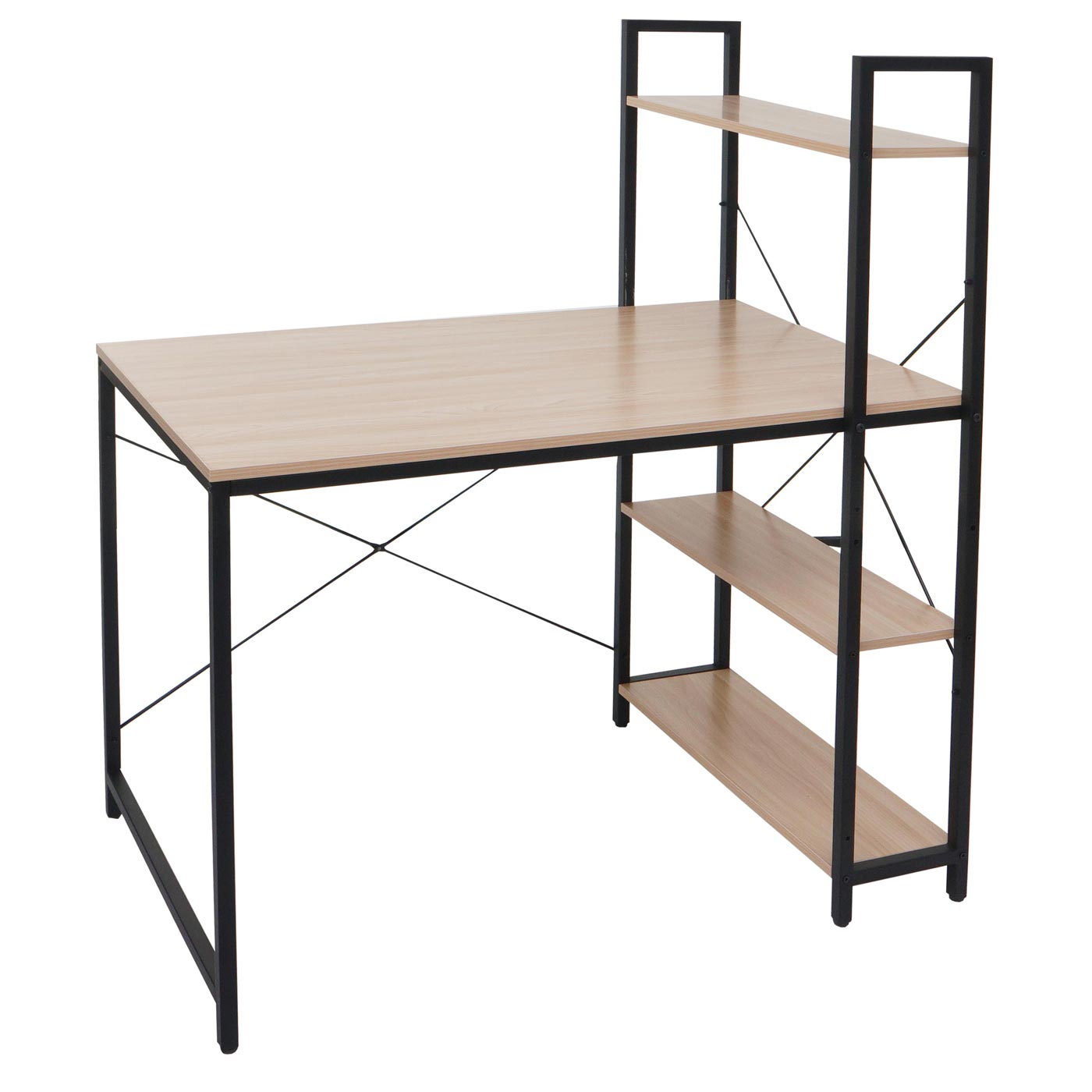 Bureau met legplank MCW-K81, laptoptafel bureau werktafel, 100x60cm metaal hout ~ natuur