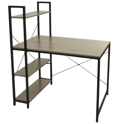 Bureau met legplank MCW-K81, laptoptafel bureau werktafel, 100x60cm metaal MDF ~ grijsbruin
