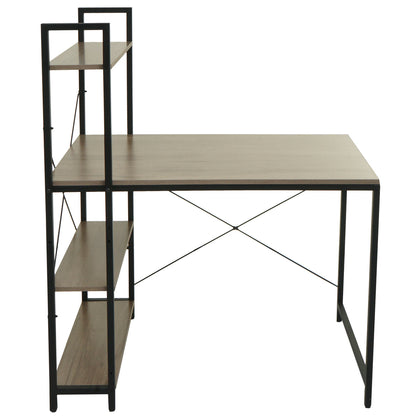 Bureau met legplank MCW-K81, laptoptafel bureau werktafel, 100x60cm metaal MDF ~ grijsbruin